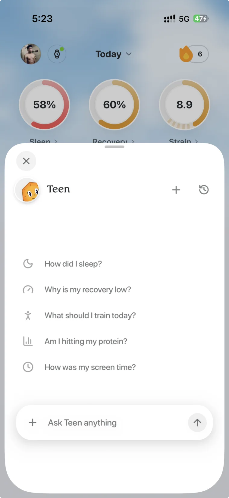 Sixteen Teen chat with suggested questions